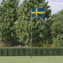 Clearance Sverige flag og flagstang 5,55 m aluminium Flag & Vindposer
