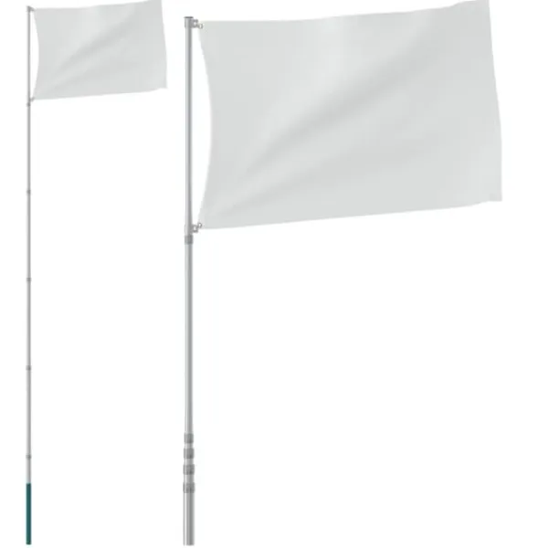 Best teleskopflagstang 5,5 m aluminium sølvfarvet - Flag & vimpler Flag & Vindposer