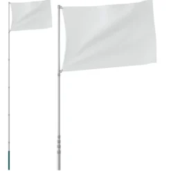 vidaXL Flag & Vindposer^teleskopflagstang 5,5 m aluminium sølvfarvet