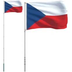 Outlet Tjekkiet flag og flagstang 5,55 m aluminium Flag & Vindposer