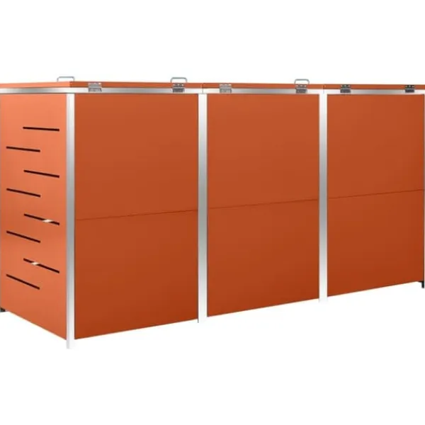 Online tredobbelt skraldespandsskjuler 207x77,5x112,5 cm rustfrit stål - Affaldsspandsskjulere Skure, Garager & Carports