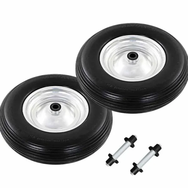 Outlet trillebørshjul med aksel 2 stk. massivt PU 4.00-8 390 mm Haveværktøj