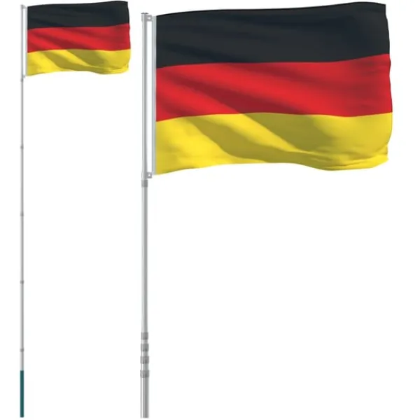 vidaXL Flag & Vindposer^Tyskland flag og flagstang 5,55 m aluminium