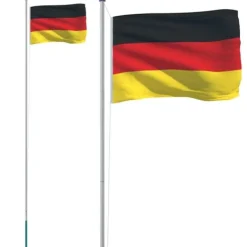 Clearance Tyskland flag og flagstang 6,23 m aluminium - Flag & vimpler Flag & Vindposer