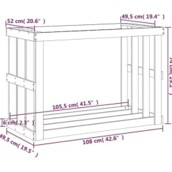 vidaXL Tilbehør Til Brændeovne & Pejse^udendørs brændestativ 108x52x74 cm massivt fyrretræ - Brændekurve