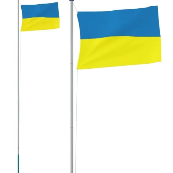 vidaXL Flag & Vindposer^Ukraine flag og flagstang 6,23 m aluminium