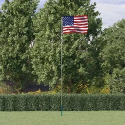 vidaXL Flag & Vindposer^USA flag og flagstang 5,55 m aluminium