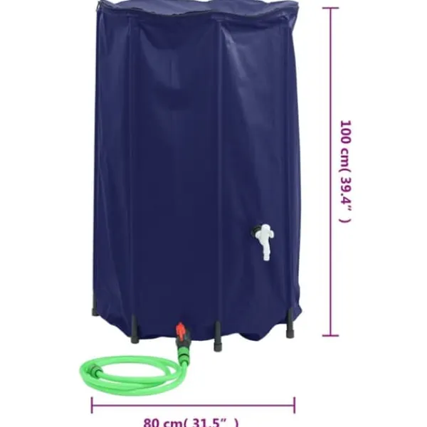 vidaXL Regntønder^vandtank med hane sammenfoldelig 500 l PVC - Vandingsartikler
