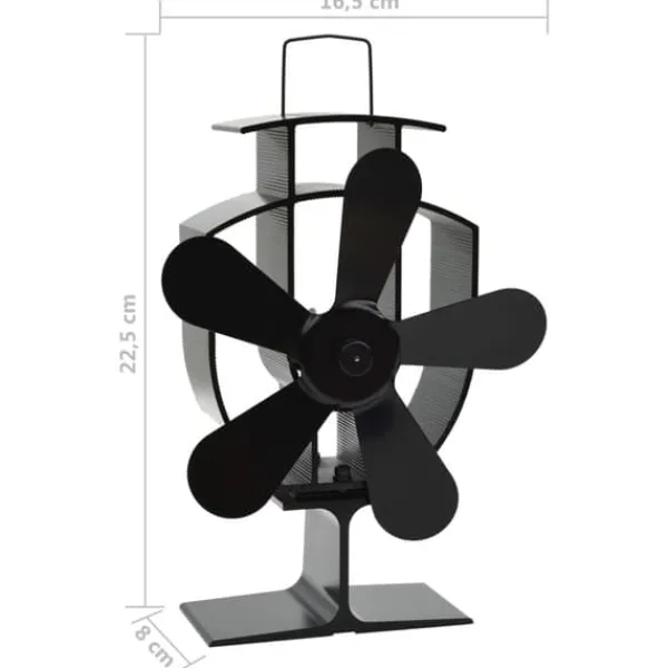 Outlet varmedrevet ovnventilator 5 blade sort - Brændekomfur – blæsere Tilbehør Til Brændeovne & Pejse