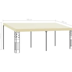 vidaXL Telte & Lysthuse^vægmonteret pavillon 6x3x2,5 m cremefarvet - Festtelte & havepavilloner