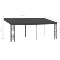 Best vægmonteret pavillon 3x6 m stof antracitgrå - Festtelte & havepavilloner Telte & Lysthuse