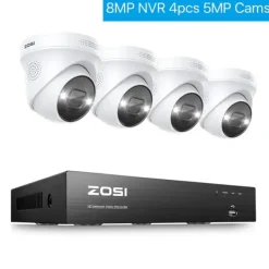 Online Videoovervågningssystem, AI-detektion, 4K-opløsning,2T, 4PCS 5MP kameraer Sikkerhedsmonitorer & Videokameraer