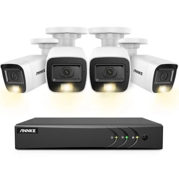 Sikkerhedsmonitorer & Videokameraer^Videoovervågningssystem, 8CH, 5MP opløsning, 30m kabel længde,4T, 8CH DVR 4Pcs Kits