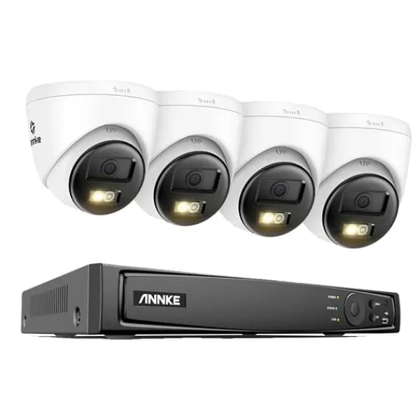 Discount Videoovervågningssystem, 8-kanals opsætning, smart dual-lys funktion,8MP 4stk cam Mic, 1T Sikkerhedsmonitorer & Videokameraer