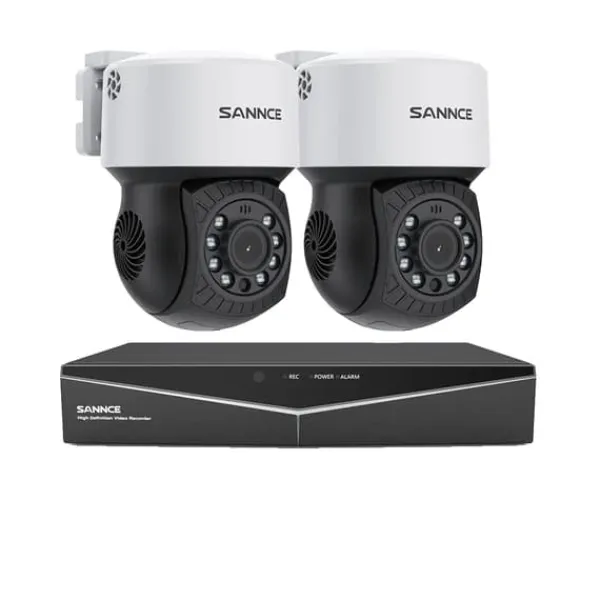 Sikkerhedsmonitorer & Videokameraer^Videoovervågningssystem, 2MP HD opløsning, høj klarhed kuglekamera, 4T, 4ch med 2 stk kamera