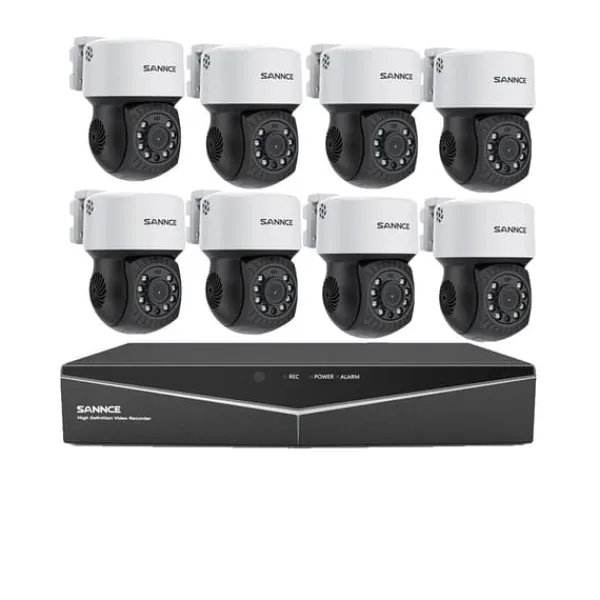 Sikkerhedsmonitorer & Videokameraer^Videoovervågningssystem, 2MP HD opløsning, høj klarhed kuglekamera, 1T, 8ch med 8 stk kameraer