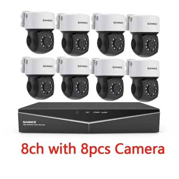 Sikkerhedsmonitorer & Videokameraer^Videoovervågningssystem, 2MP HD opløsning, høj klarhed kuglekamera, 1T, 8ch med 8 stk kameraer
