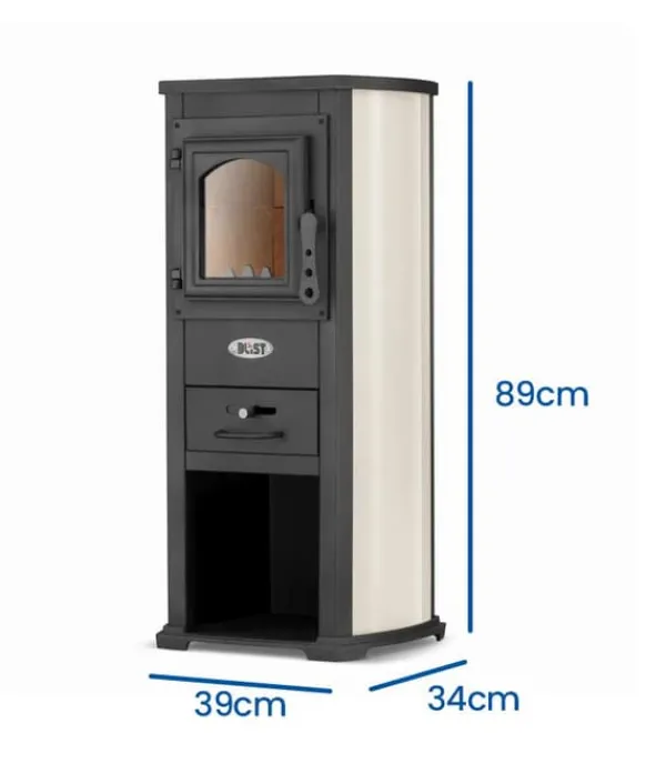 Viking Choice Brændeovne^Vikingchoice Jernovn med Kogeplade - 6,6kW til 8,5kW, Opvarmning op til 85m², Fjernbar Askebakke
