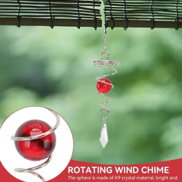 Sale Vindklokker til have og gård, 2 øjer med spiralformede vindklokker, metalvindklokker, dekorative vindklokker til udendørs brug (rød) Vinddekoration