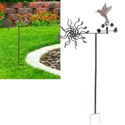 Outlet Vindmøller Jern Kolibri Metal Vindmølle Vindskulptur til Udendørs Græsplæne Have Terrasse Havepynt Vinddekoration