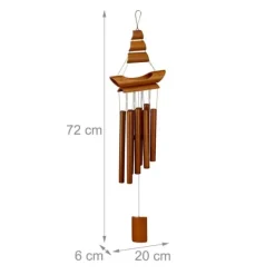 Outlet Vindspil, Bambus Sejlbåd, 72x20x6 cm, Brun Vinddekoration