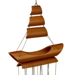 Outlet Vindspil, Bambus Sejlbåd, 72x20x6 cm, Brun Vinddekoration