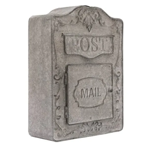New Vintage postkasse - Vægmonteret postkasse - Hegn-/Vægmontering - Præget metal - Udendørs - Med låg - Mål 26×9,5×34 cm - Grå Postkasser & Brevindkast