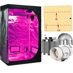 Discount Væksttelt, energieffektive LED-lys, holdbar konstruktion,Sæt C, 60x60x140cm sæt Kit Til Plante- & Urtedyrkning