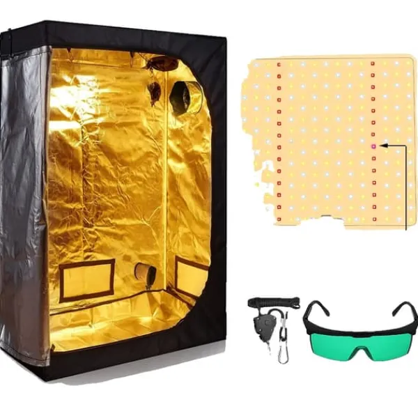 Kit Til Plante- & Urtedyrkning^Væksttelt, Fuldspektret LED, Energi Effektivt System,150x150x200cm sæt, Sæt E