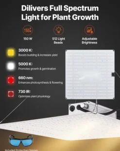 Hot Væksttelt sæt - Indendørs plantetelt - Størrelse 80 x 80 x 180 cm - Fuldspektrum LED grolys - Ventilationssystem - Højreflekterende Mylar 600D Kit Til Plante- & Urtedyrkning