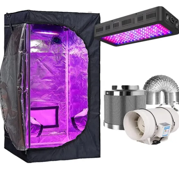 Sale Væksttelt Sæt, Fuldspektret LED Lys, Holdbare Materialer,Pakke B, 80x80x160cm sæt Kit Til Plante- & Urtedyrkning