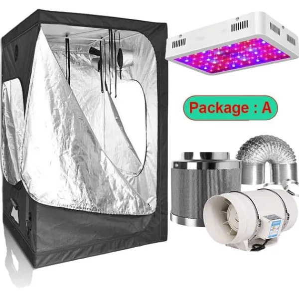 Kit Til Plante- & Urtedyrkning^Væksttelt Sæt, Fuldspektret LED Lys, Holdbare Materialer,Pakke A, 100x100x200cm kit