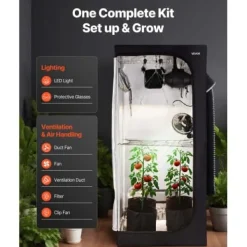 Kit Til Plante- & Urtedyrkning^Væksttelt Sæt, 80x80x180 cm, Sort, Indendørs Plante Dyrkningssystem