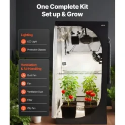 Kit Til Plante- & Urtedyrkning^Væksttelt sæt, 100x100x200 cm, Sort, Indendørs planteavl