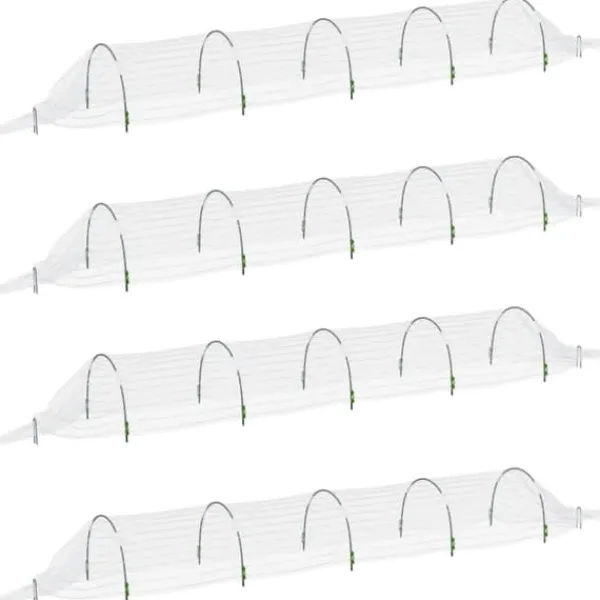 Drivhus^Væksttunneller til planter - 4 stk. 1,5x5 m | Materiale: Glasfiber og PP