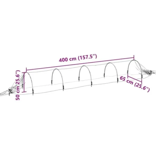 Drivhus^Væksttunneller til planter - 4 stk. 1,5x5 m | Materiale: Glasfiber og PP