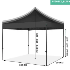 Discount Easy-Up Party Telt - 3x3 m | Sort Telte & Lysthuse