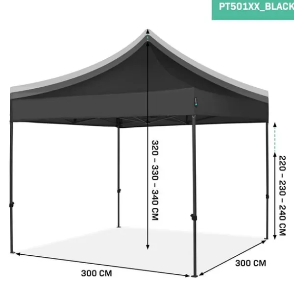Discount Easy-Up Party Telt - 3x3 m | Sort Telte & Lysthuse