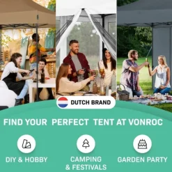 Discount Easy-Up Party Telt - 3x3 m | Sort Telte & Lysthuse