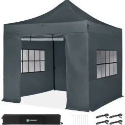 Sale Easy-Up Party Telt - 3x3 m | Sæt inkl. sidevægge - Grå Telte & Lysthuse