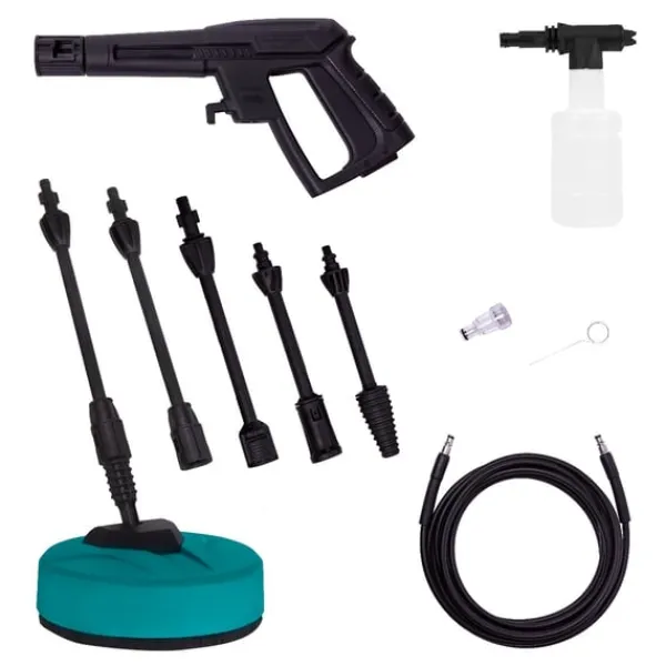Vonroc Havemaskiner^Højtryksrenser - 1400W | 110 bar, 390 l/t | Inkl. Terrassevasker, Turbo- og Justerbar Dyse, Sæbeflaske & Tilbehør