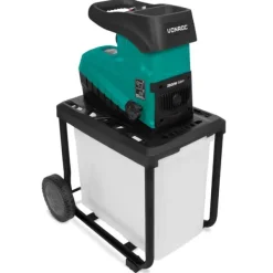 Sale Kompostkværn - 2800W | Lydsvag induktionsmotor | Flishugger Ø45mm | Inkl. 60L opsamlingsbeholder & skubbepind Havemaskiner