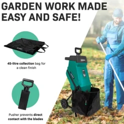 Kompostkværn 2500W - Til grene op til Ø45mm | Inkl. 45L opsamlingspose Havemaskiner
