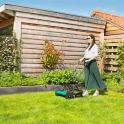 Vonroc Havemaskiner^Plæneklipper - håndskubber - Manuel - 400 mm | 18L | 4 justerbare højdeindstillinger | inkl. vægbeslag