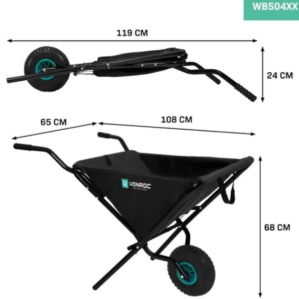 Outlet Trillebør - 50 liter | Sammenklappelig | 30 kg / 50L Kapacitet – Letvægt – Pladsbesparende Haveværktøj