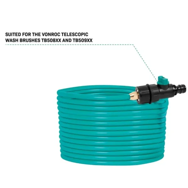 Vonroc Vanding^Udskiftningsslange – 11m PU | Passer til TB508XX & TB509XX | Inkl. kugleventil & universal kobling | Til teleskopisk vaske børste