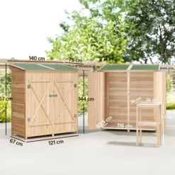 Skure, Garager & Carports^Værktøjsskur med bord, Tällved, 140 x 75 x 157 cm