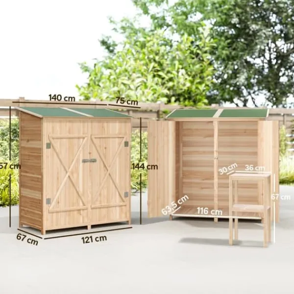 Best Værktøjsskur med bord, Tällved, 140 x 75 x 157 cm Skure, Garager & Carports