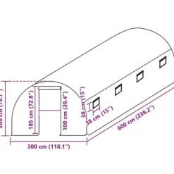 Online Växthusöverdrag i PE - Skydd för växter med fönster | Färg: Grön | Storlek: 300x600x200 cm Drivhus