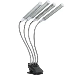 New 96W LED Grow Lamp LCD Display 4 Head 360° Justerbar Sølv Plant Grow Light til drivhus 100‑240VUK stik Kit Til Plante- & Urtedyrkning